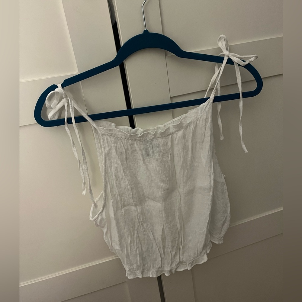 END OF SUMMER SALE - H&M White Smocked Tie Front Camisole